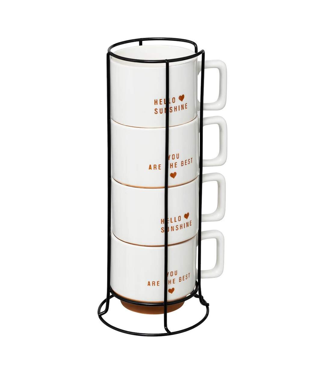 Lot de 4 Mugs sur Rack Hello 30cl Blanc-1