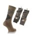 Mens Long Length Ribbed Lambswool Blend Socks (Pack Of 3) (Brown Assorted) - UTMB229