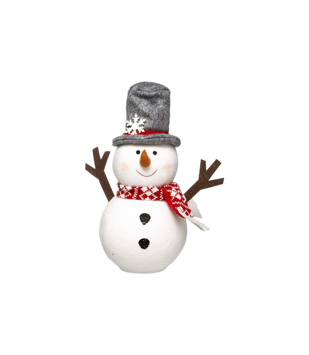 Bonhomme de Neige Déco Chapeau 34cm Blanc-1