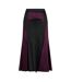 Womens/ladies Two Tone Satin Regular Midi Skirt Black Burgundy Off White-1