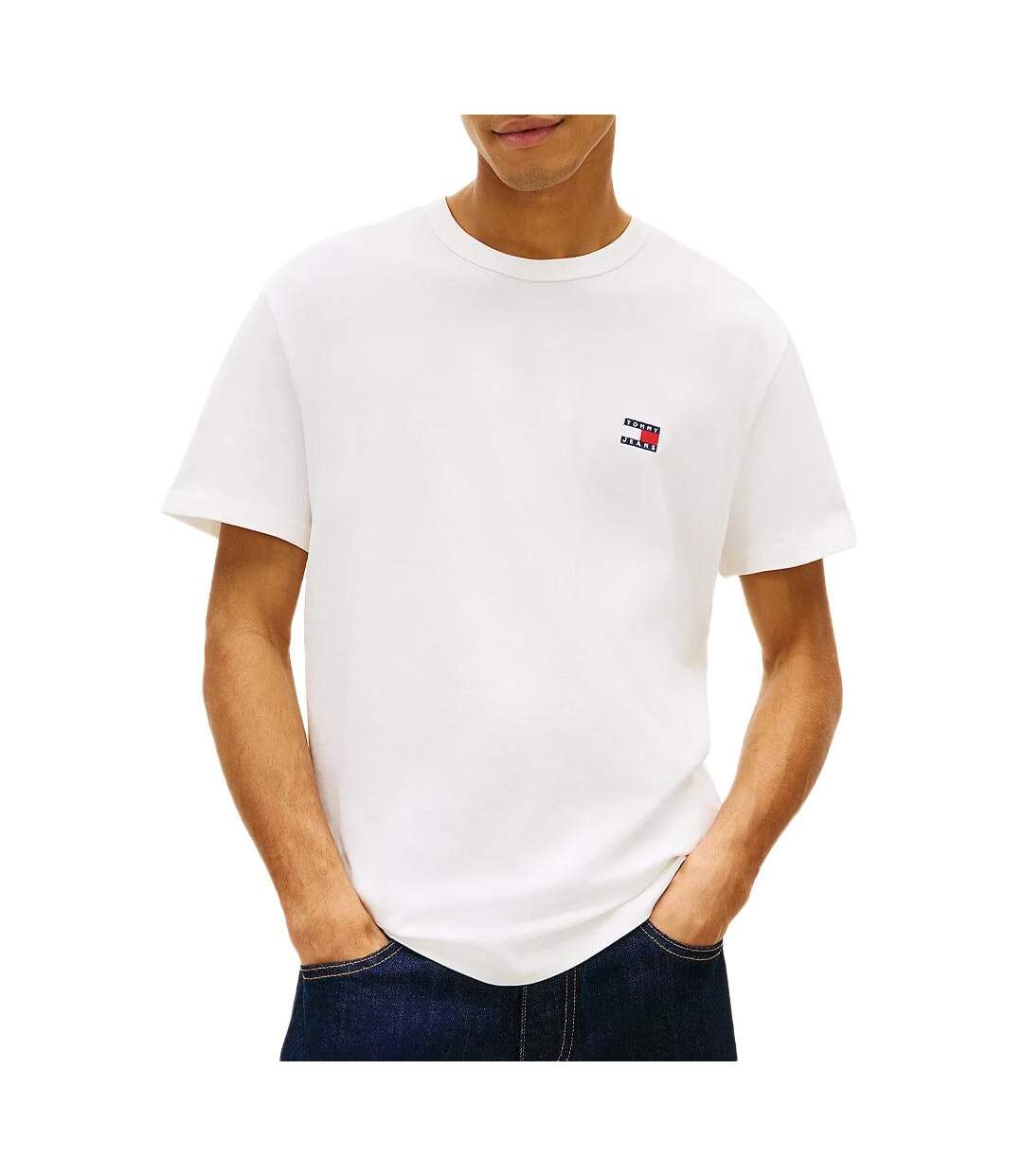 T-shirt blanc homme tommy jeans reg badge dm0dm20322-1