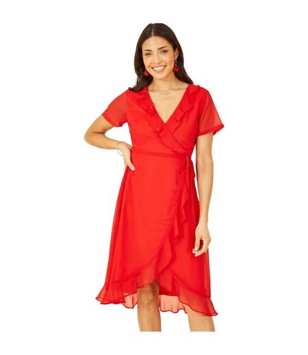 Robe Portefeuille Motif/style Ruché Femme Rouge Yumi