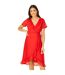 Robe Portefeuille Motif/style Ruché Femme Rouge Yumi-4
