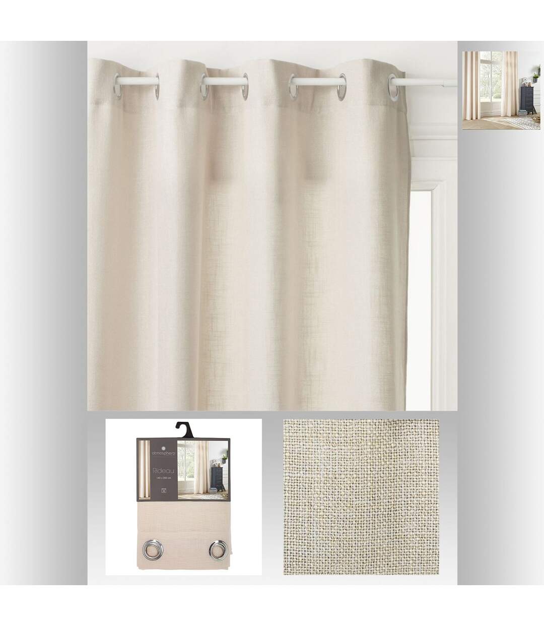 Lot de 2 Rideaux en polyester modèle Léon-3