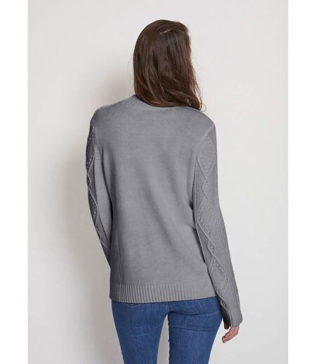 Pull chaud court col montant torsades