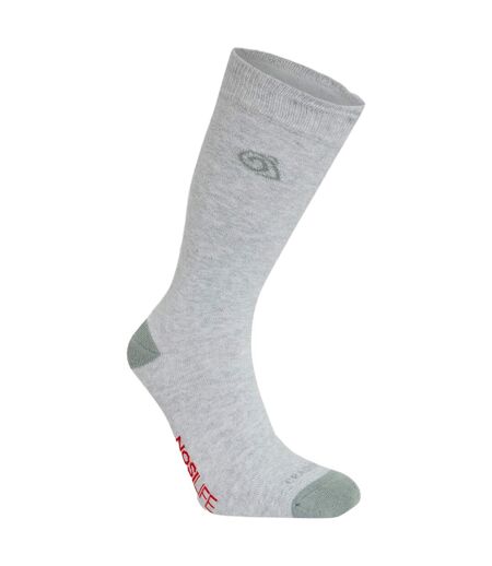 Chaussettes Insect Repellent Adulte Gris Clair Chiné Vert Lichen Craghoppers