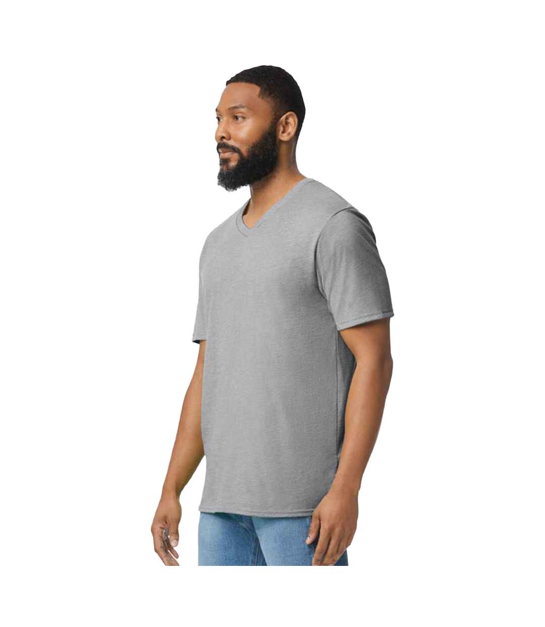 Mens softstyle v neck t-shirt sport grey Gildan-3