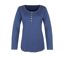 MAYFLOWER NOBEL3 : Tee-shirt manches longues bleu imprimé avec col rond boutonné-5