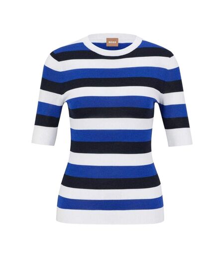Womens/ladies Facuba Stripe Top Blue White Black Hugo Boss