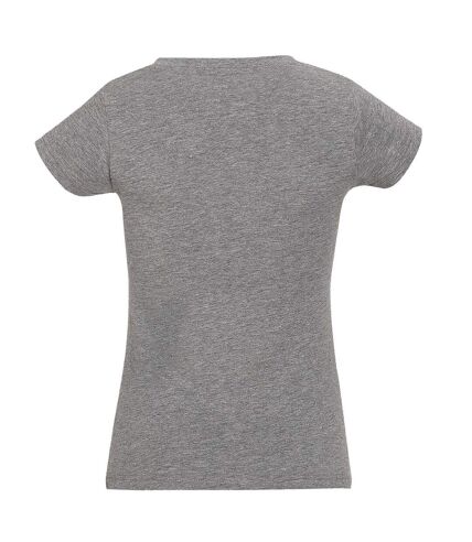 SOLs Womens/Ladies Moon V Neck Short Sleeve T-Shirt (Gray Marl)