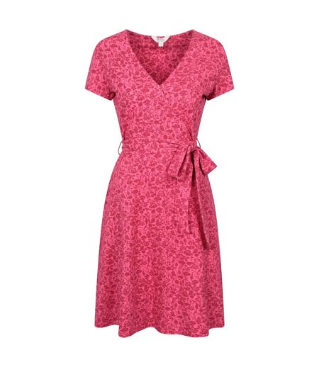 Womens/ladies Santorini Flower Jersey Wrap Dress Red Mountain Warehouse