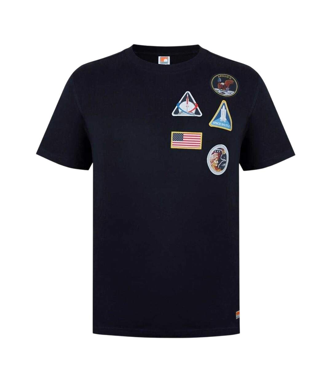 Mens Patches Regular T-shirt Black NASA-1