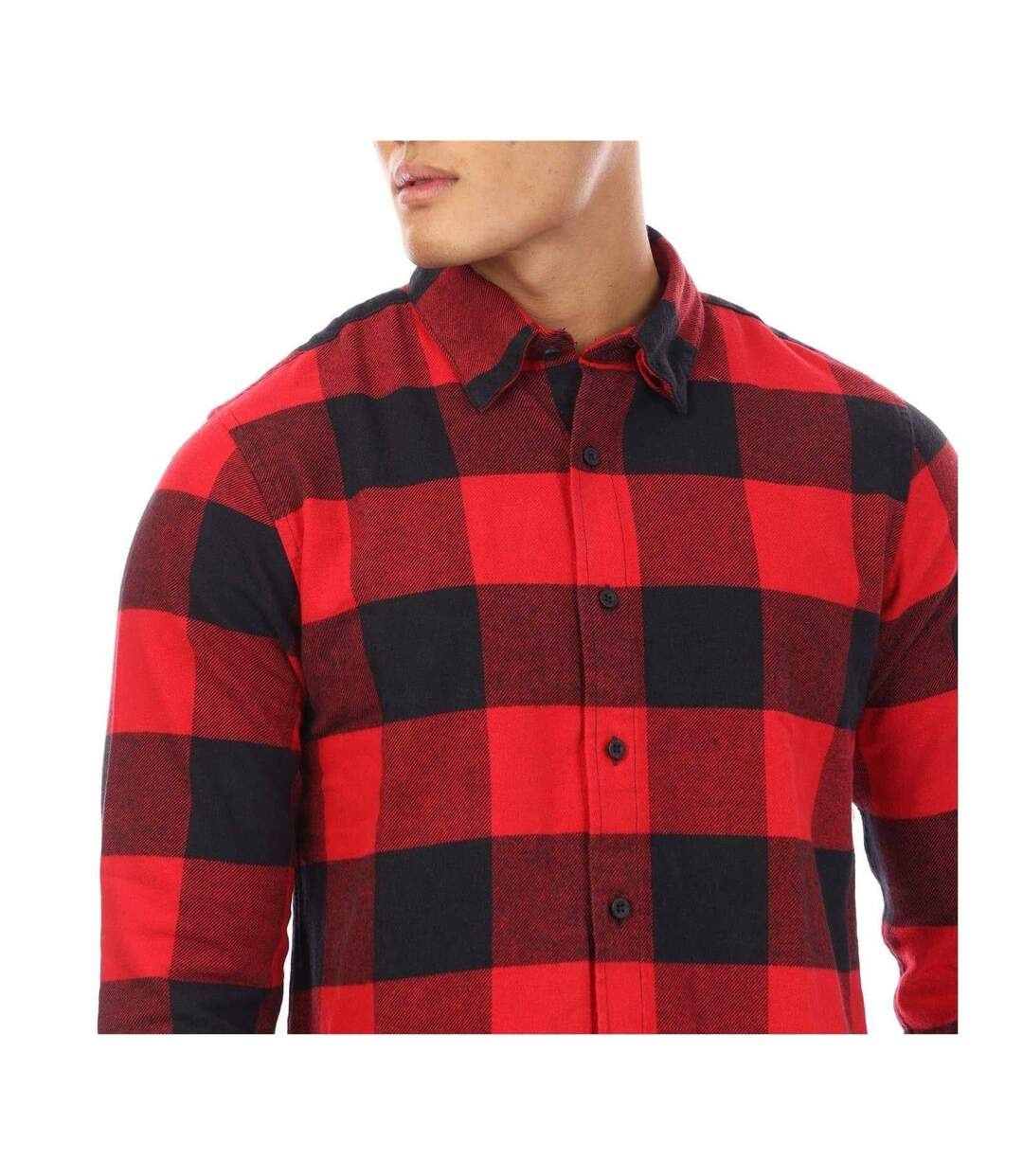 Mens Checked Long-sleeved Shirt Red Black Peter Werth-3