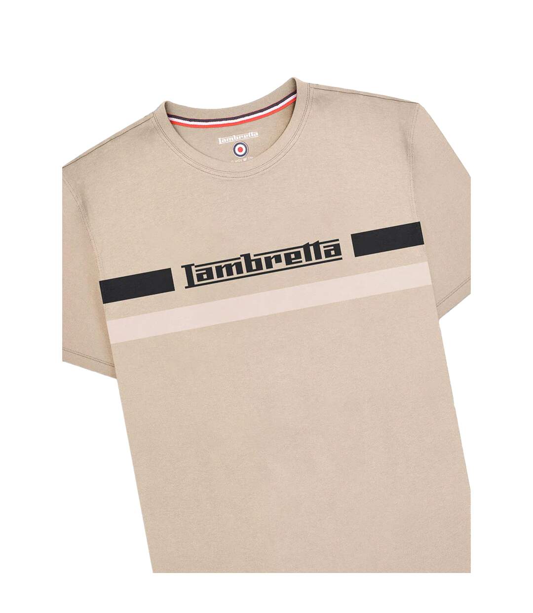 T-shirt Motif/style Rayure Sur Poitrine Homme Marron Clair Lambretta-4