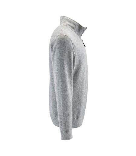 SOLS Mens Stan Contrast Zip Neck Sweatshirt (Grey Marl)