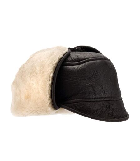 Eastern Counties Leather Mens Harrison Aviator Sheepskin Hat (Dark Brown Forest)