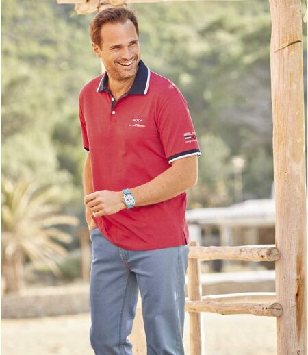 Pack of 2 Men's Yachting Race Polo Shirts - Red Blue