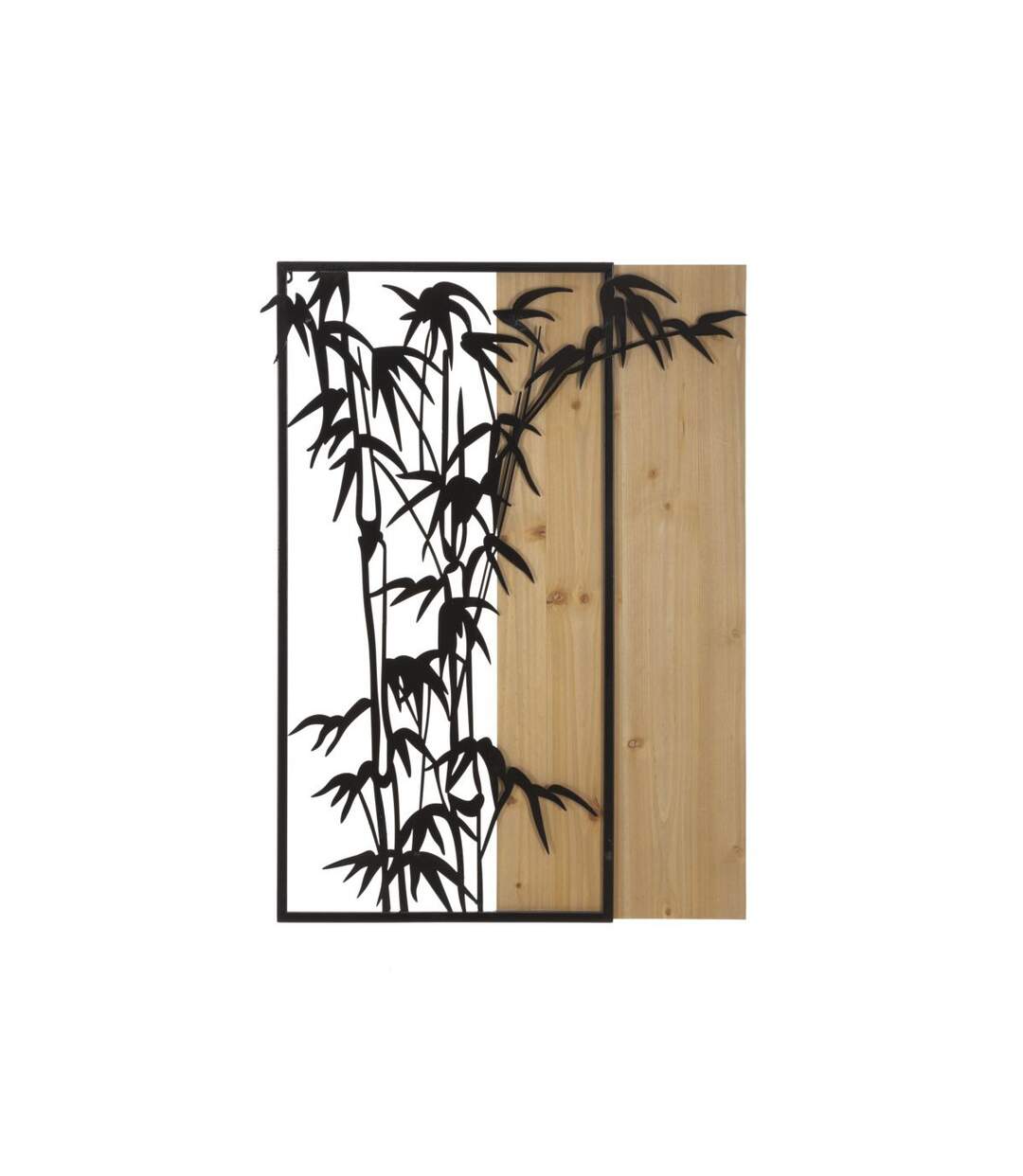 Décoration Murale Encadrée Bambou 80cm Noir & Naturel-1
