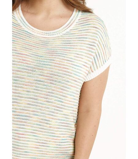Pull doux col rond sans manches effet rayé