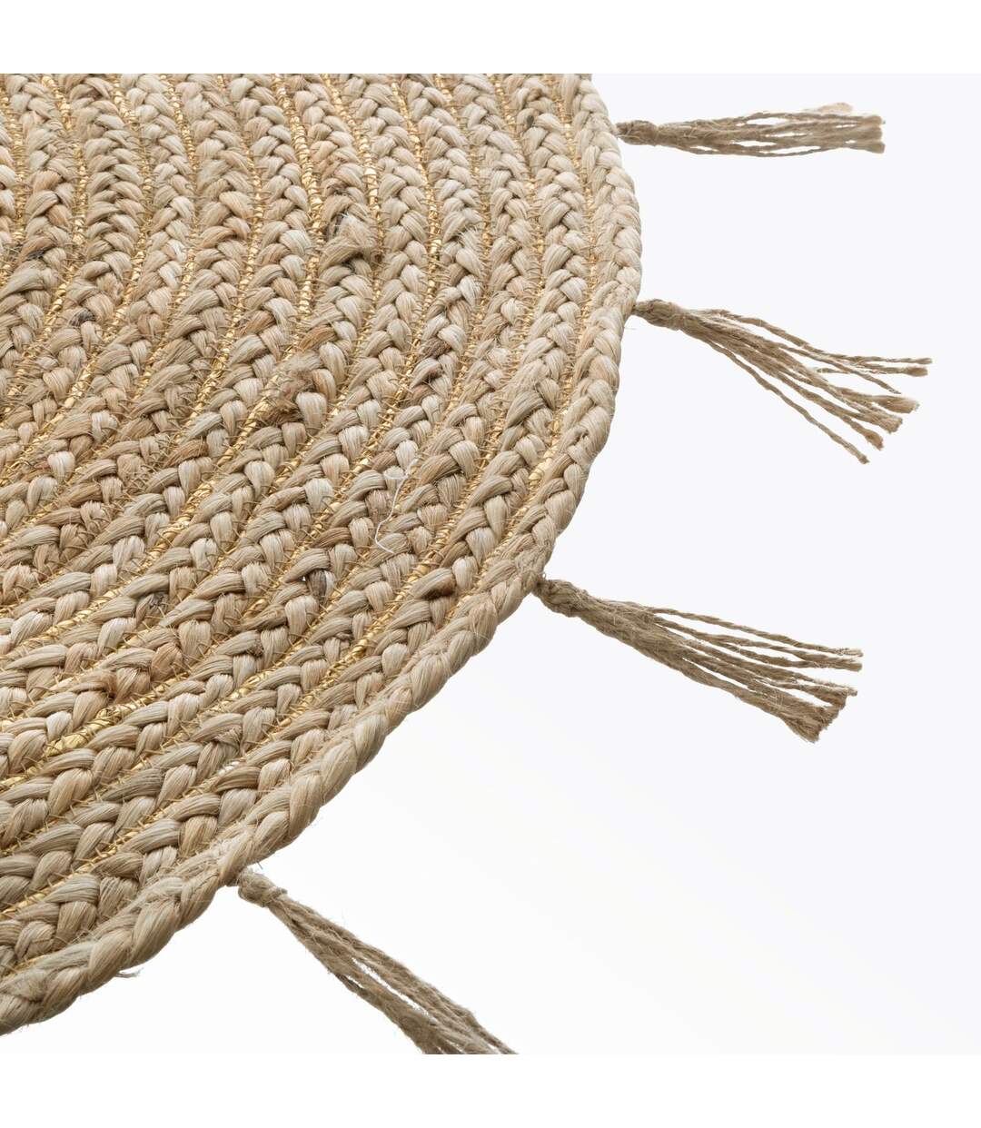 Tapis à franges rond en jute Cosy - Diam. 80 cm - Beige-3
