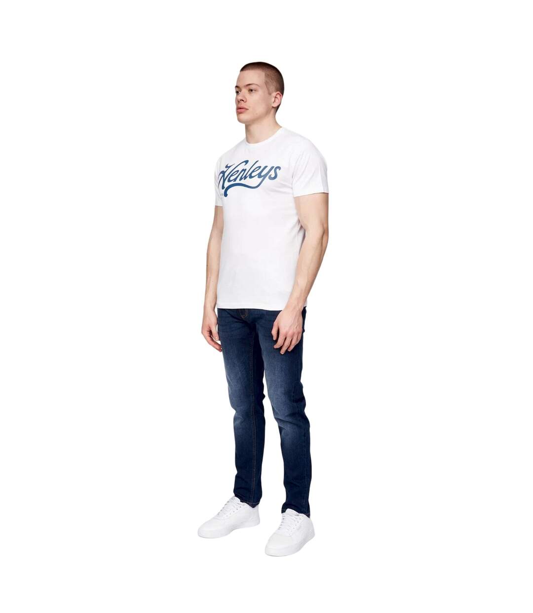 Mens scripthen logo t-shirt white Henleys