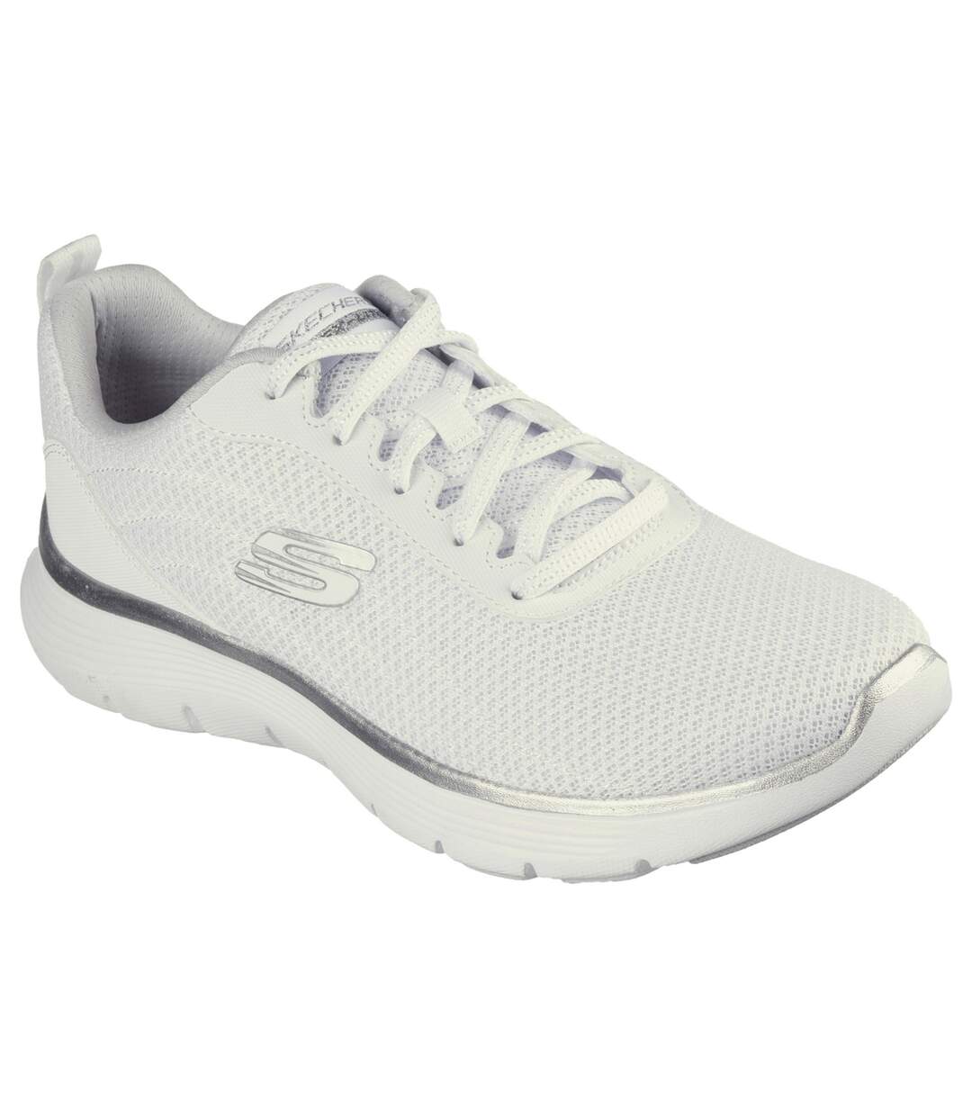 Womens/ladies flex appeal 5.0 uptake contrast trainers white/silver Skechers-1