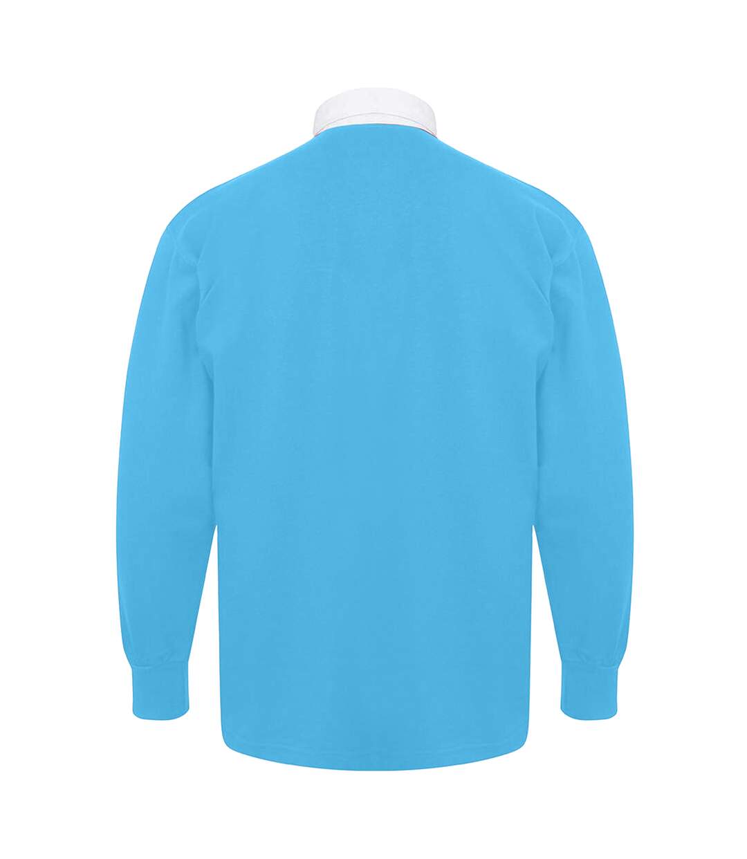 Polo de rugby a manches longues homme bleu surf / blanc Front Row-2