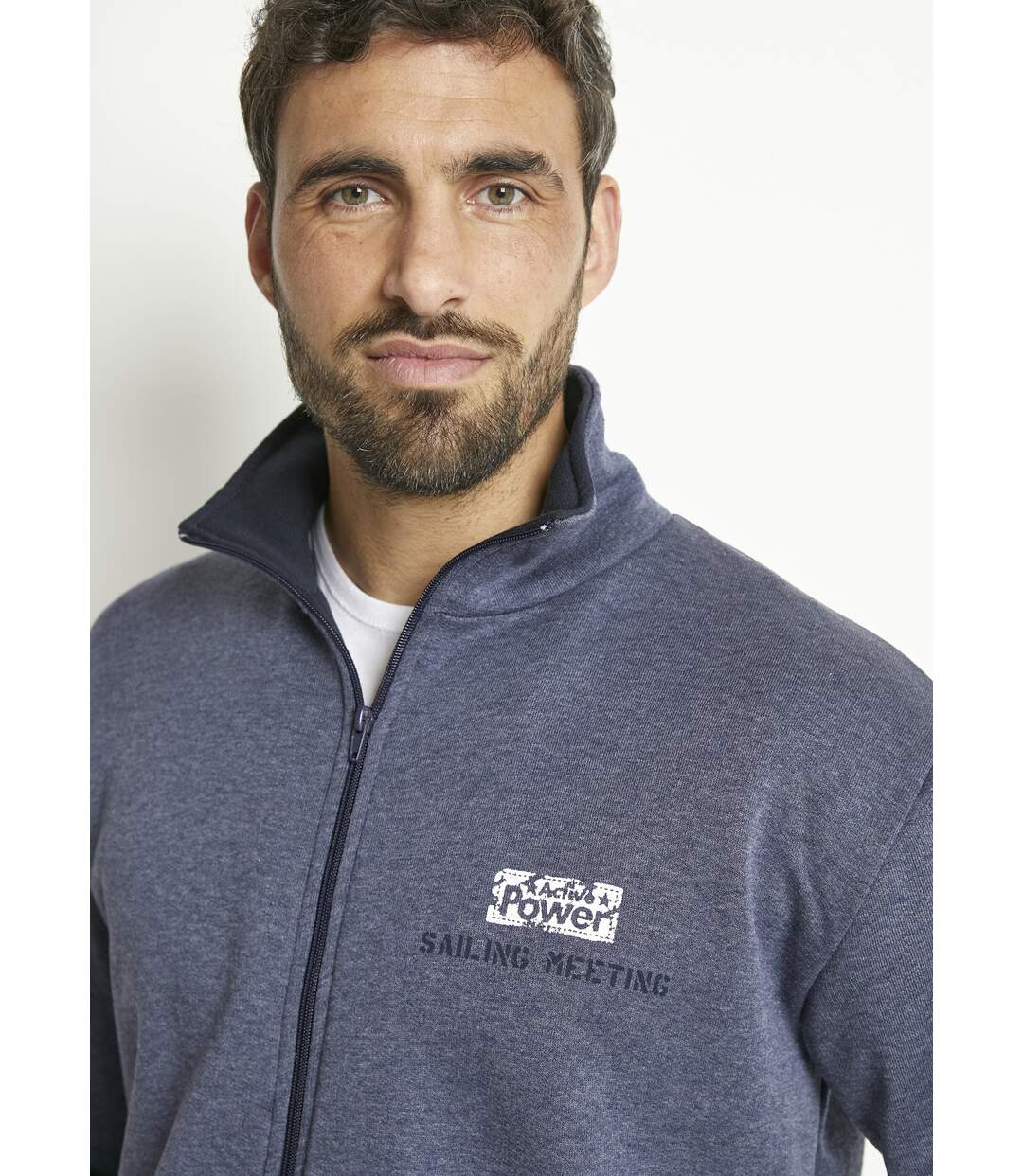 Veste molleton zippée col montant coton-4
