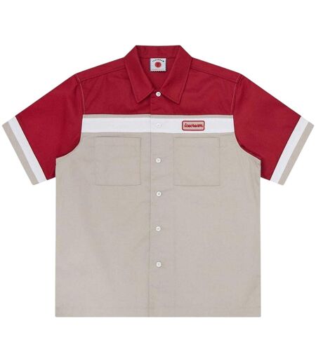 Mens Colour Block Polo Shirt Red Beige ICECREAM