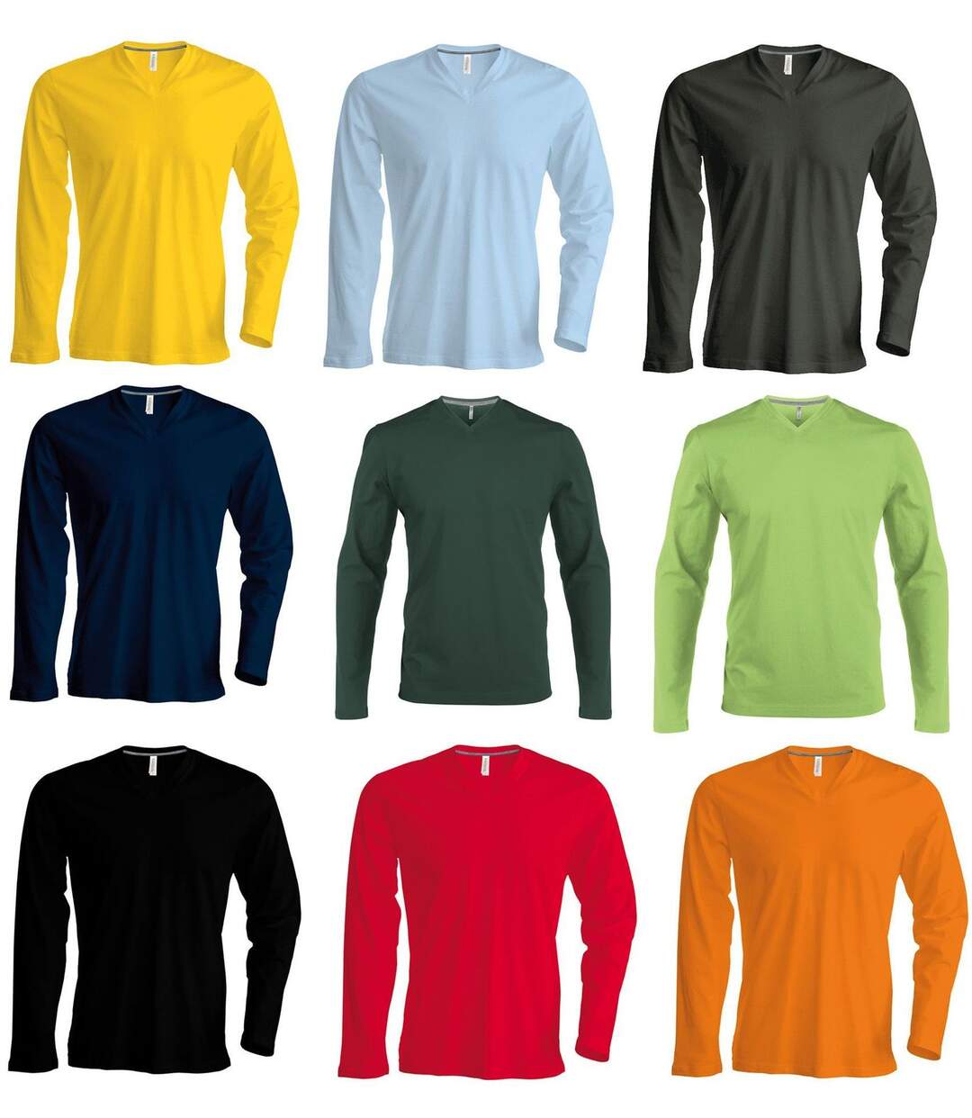 Lot 9 T-shirt manches longues col V - multicolore - homme-2