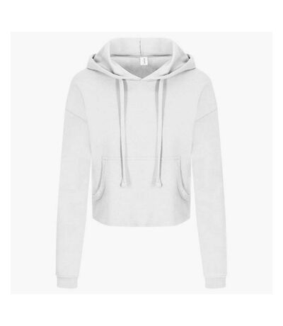 Womens/ladies girlie cropped hoodie arctic white Awdis