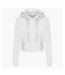 Womens/ladies girlie cropped hoodie arctic white Awdis