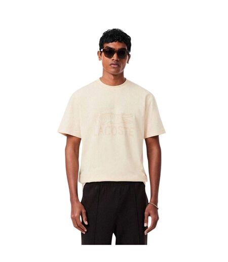 Mens Logo Cotton T-shirt Beige Lacoste