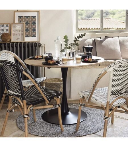 Tapis Déco Tressé Café 120cm Noir