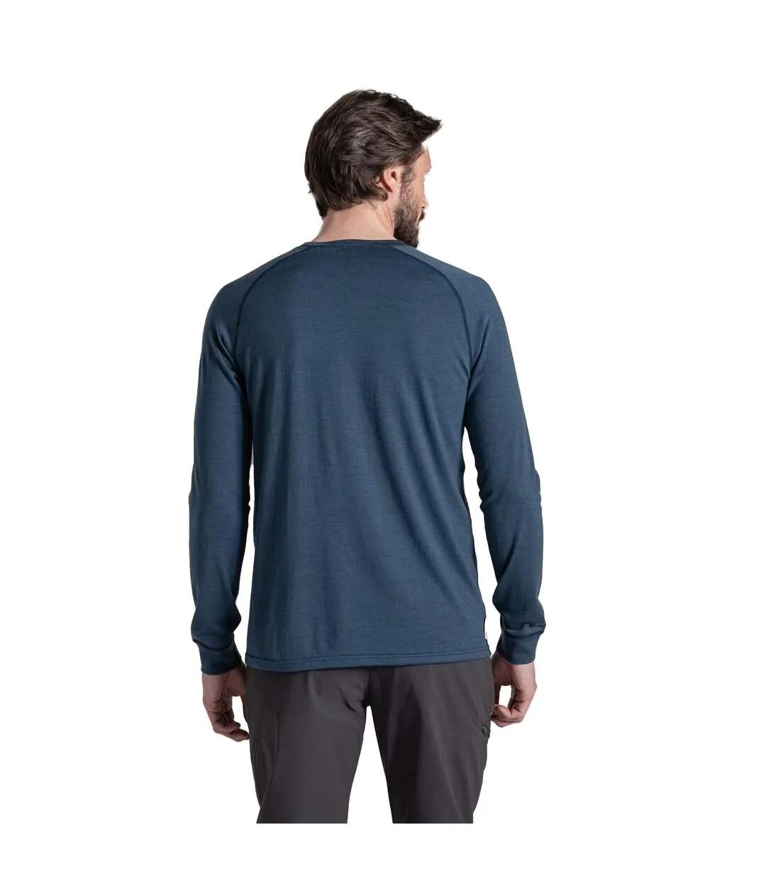 Mens National Trust Yewdale Long-sleeved T-shirt Blue Stone Craghoppers-3