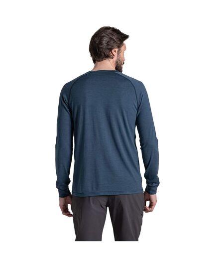 Mens National Trust Yewdale Long-sleeved T-shirt Blue Stone Craghoppers