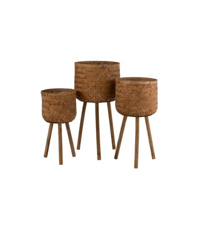 Lot de 3 Cache-Pots sur Pied Trépied 75cm Naturel