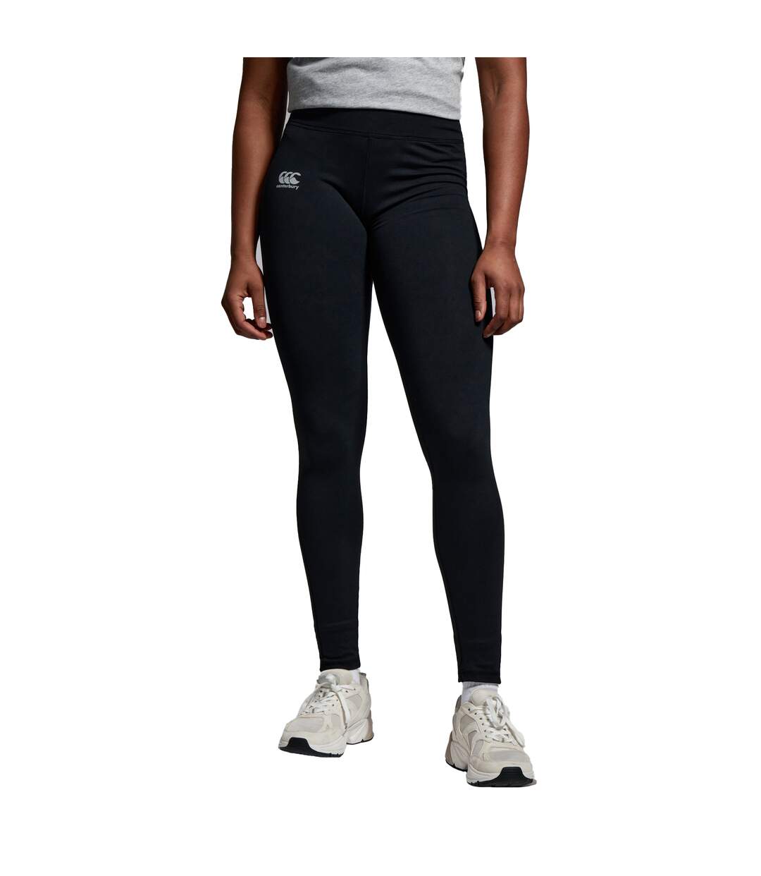 Womens/ladies Vapodri Full Length Leggings Jet Black Canterbury-4