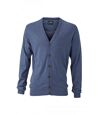 Pull boutonné cardigan cachemire - HOMME - JN668 - bleu denim
