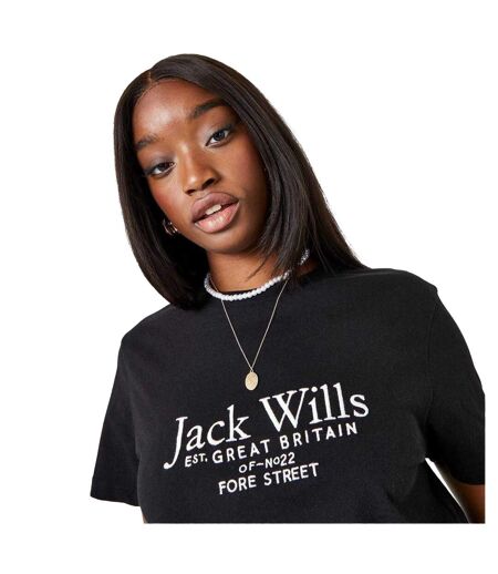 T-shirt Court Motif/style Logo Entier Eccleston Femme Noir Jack Wills
