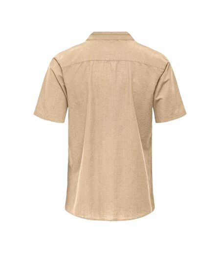 Chemise manches courtes beige homme only & sons cantley - m