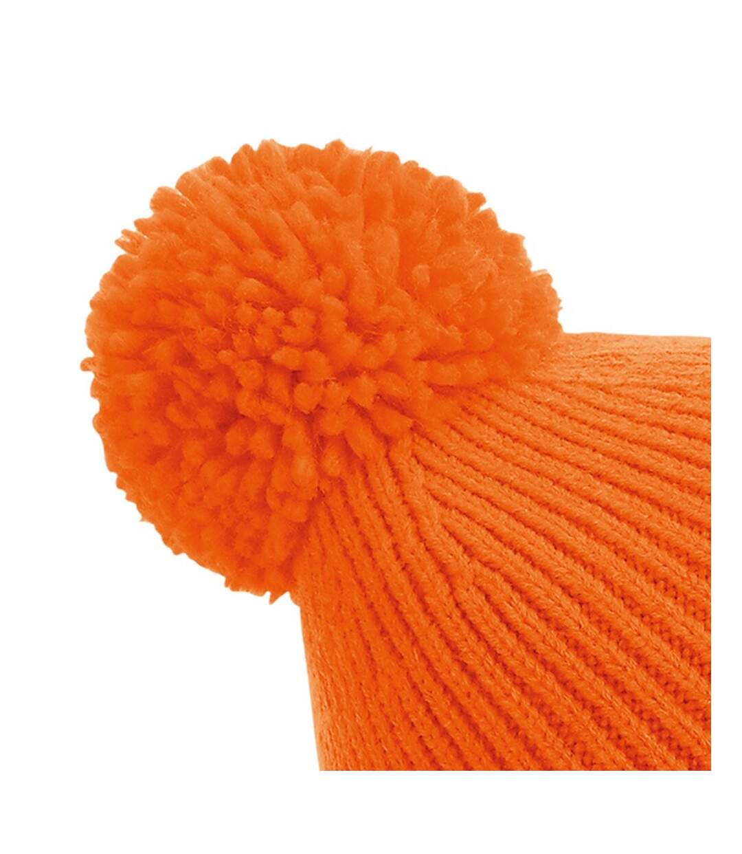 Beechfield Unisex Engineered Knit Ribbed Pom Pom Beanie (Orange) - UTRW7313-2