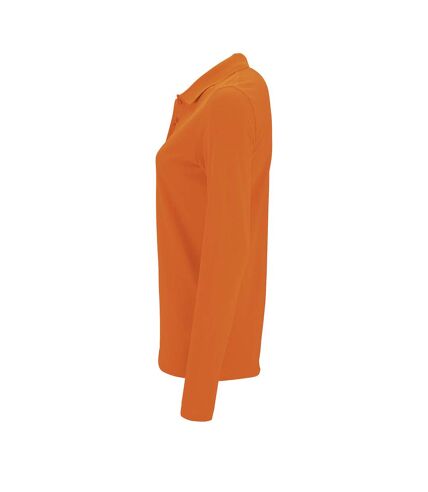 SOLS Womens/Ladies Perfect Long Sleeve Pique Polo Shirt (Orange) - UTPC2908