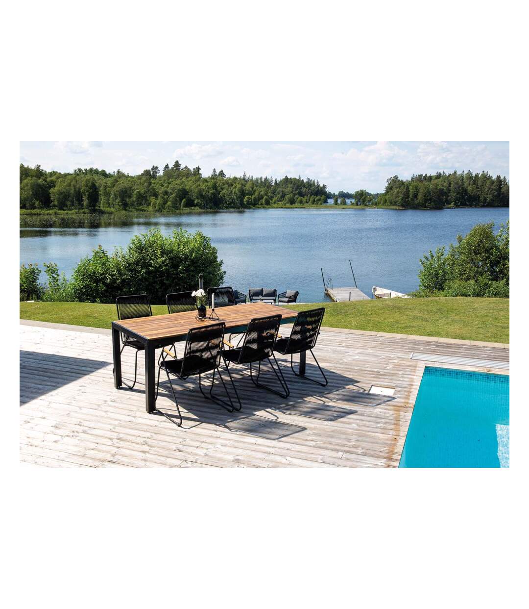 Table de jardin en aluminium et acacia 205 x 90 cm Bois-2