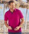 Pack of 3 Men's Summer Polo Shirts - Navy Fuschia Turquoise Atlas For Men