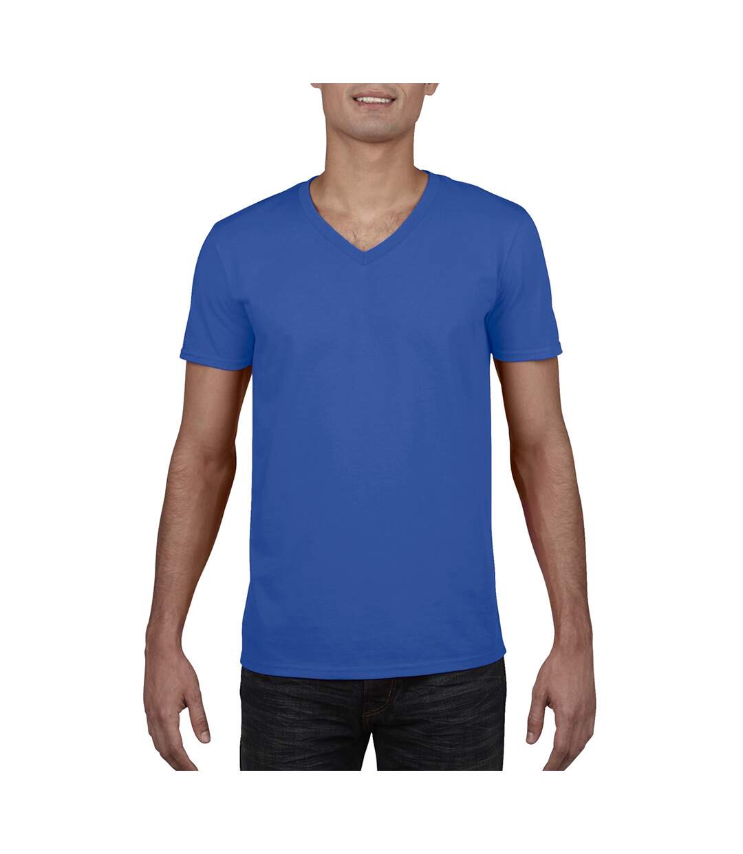 T-shirt à manches courtes et col en v homme bleu royal Gildan