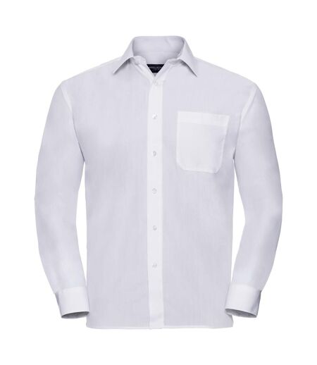 Russell Collection Mens Long Sleeve Easy Care Poplin Shirt (White) - UTBC1027