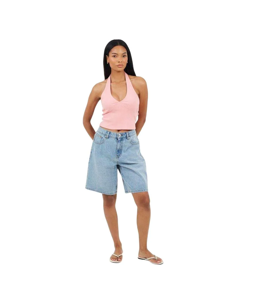 Womens/ladies Halter Neck Sleeveless Crop Top Pink Purple Brave Soul-1
