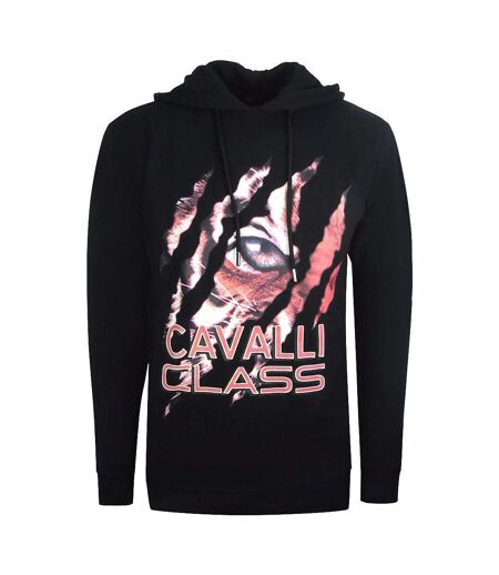 Sweat À Capuche Motif/style Tigre À L'affût Homme Noir Cavalli Class