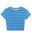 Womens/ladies Livia Striped Terrycloth Crew Neck Crop T-shirt Blue White 4th & Reckless-2